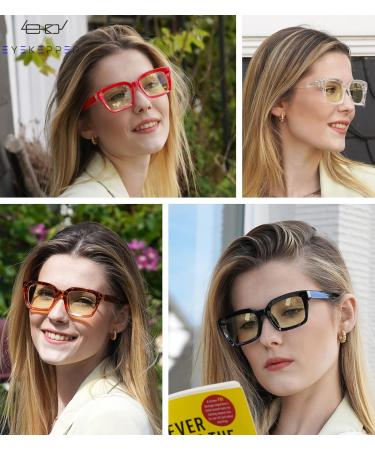 Eyekepper Ladies Blue Light Blocking Reading Glasses - Oversized Square Computer Readers with Yellow Filter Lens +1.00 Magnification Black Design - Buy Online on GoSupps.com