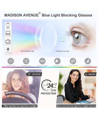 Madison Avenue Blue Light Filter Glasses for Women | TR90 Computer Glasses with Metal Hinges | Stylish Black Non-Prescription Eyewear - Buy Online on GoSupps.com