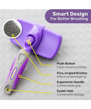 HERTZKO Self-Cleaning Slicker Brush for Dogs & Cats | Grooming, Dematting & Fur Removal Tool - Buy Online on GoSupps.com