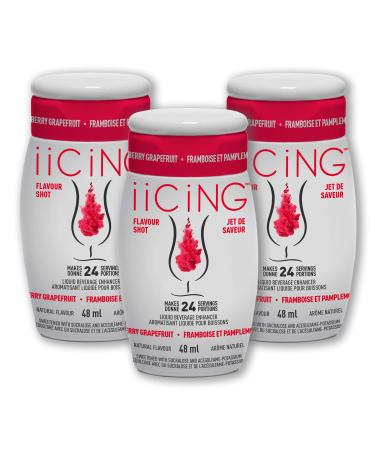 iiCiNG Flavour Shot Raspberry Grapefruit - All Natural flavours | Zero Calories | 1 bottle | 48ml | 24 servings | You re in control of your own flavour | All you need to do is squirt 3 pack Raspberry Grapefruit - ca 48 ml (Pack of 3)