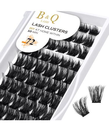 Cluster Lashes D Curl 16mm 72 Clusters B&Q Lash Clusters C D Curl Individual Cluster Lashes Mega Volume Eyelash Clusters DIY Lash Extensions Soft Fluffy Cluster Eyelash Extensions (B06 D-16mm) D-16 mm B 06