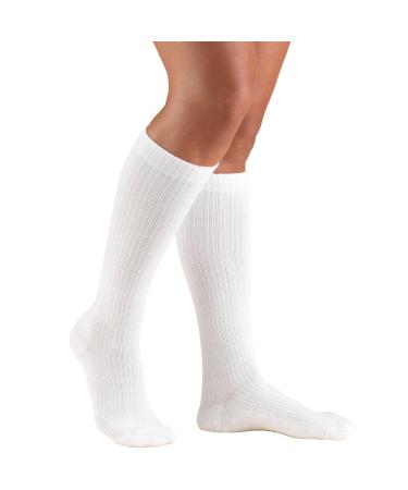 Truform Compression Socks 10-20 mmHg Ladies Gym Socks Knee High Over Calf Length Large (1 Pair) (Pack of 2) White