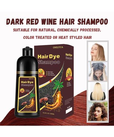 Dark Wine Red Hair Dye Shampoo for Women - 15 Min Semi-Permanent Burgundy - Organic 3IN1 Color (16.9FL OZ - Buy Online on GoSupps.com