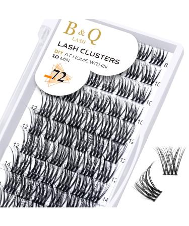 Eyelashes 72 PCs B & q eyelashes DIY individual eyelashes for beginners reusable eyelash bushes wispy fluffy single eyelashes for eyelash extensions at home (B25 D-12mm) D-12 mm B 25