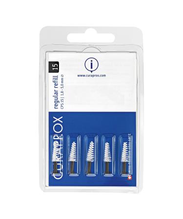 Curaprox interdental brushes CPS 15 regular refill 5 pieces black conical 1.8 mm diameter 5 mm effectiveness refill pack without holder black 5 pieces (1 Pack)