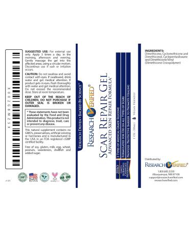RV Scar Repair Gel - Vegan Skin Nourishment & Scar Reduction | 1 Bottle (1.33 Fl Oz) - International Shipping Available - Buy Online on GoSupps.com