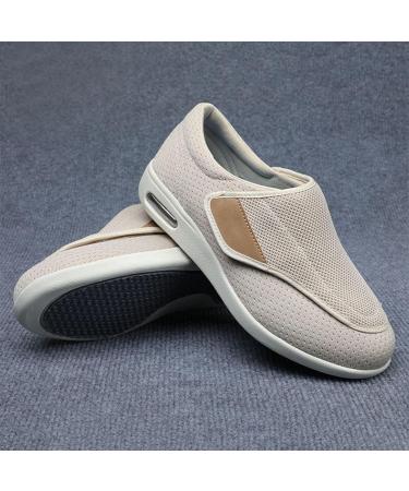 Women's Diabetic Shoes for Elderly - Comfortable Orthopedic Edema Sneakers for Swollen Feet | Lightweight Breathable Walking Shoes for Bunions & Arthritis - Size 11 Beige - Buy Online on GoSupps.com