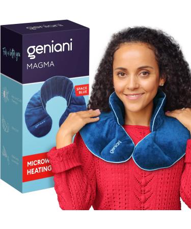 GENIANI Microwavable Heating Pad for Neck and Shoulders with Herbal Aromatherapy - Calming Weighted Cordless Neck Wrap - Microwave Heat Pad for Pain Relief and Spasm - Hot & Cold Compress (Space Blue)