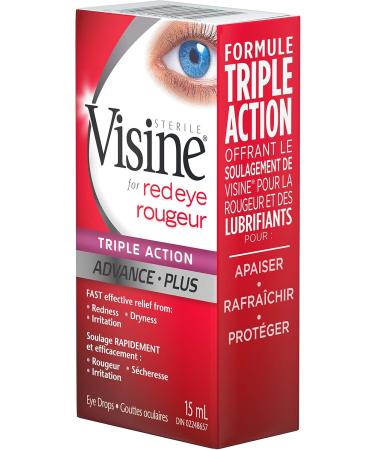 Visine Triple Action Eye Drops - Dry Eyes Red Eye  Strained Eyes Tired Eyes - 15 mL - Buy Online on GoSupps.com
