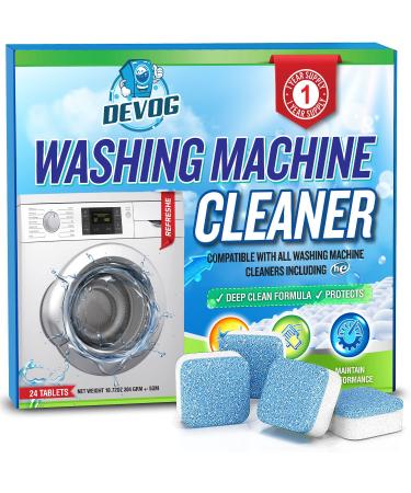 DEVOG Washing Machine Cleaner, 24 pcs Washer Machine Cleaner with Deep Cleaning Formula, 1 Year Supply, Washer Cleaner for Front Loader, Top Loader and HE