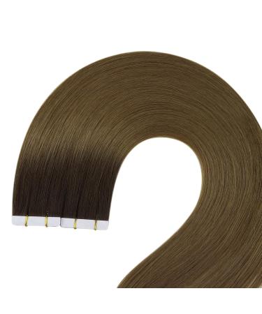 Youngsee 50cm Real Hair Tape Extensions - Darker Brown Ombre Light Brown Skin Weft 5pcs Virgin Hair #R3/8 - Buy Online on GoSupps.com