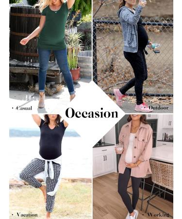 Love2Mi 3PCS Maternity Shirt Short Sleeves Casual Maternity Tops - S Black, Dark Gray, Pock Dark Green - Buy Online on GoSupps.com