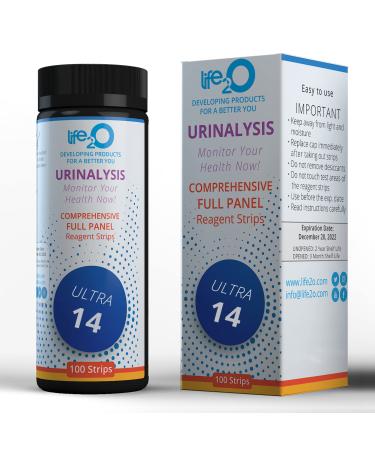 life2O ULTRA-14 Full-Panel Check-Up Urine Test Strips 100ct, Urinary Tract Infections (UTI), Keto & Ketogenic Dieters, Ketones, Ketosis and More, Urinalysis Test Kit Full-Panel Check-Up ULTRA-14