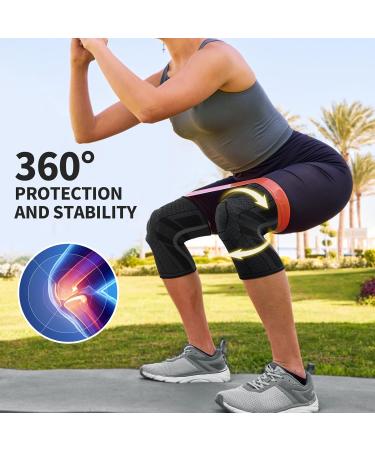 CAMBIVO 2 Pack Knee Braces for Knee Pain Women and Men Knee Compression Sleeve with PMMA Side Stabilizers and Patella Knee Pads Knee Support for Meniscus Tear Arthritis ACL Joint Pain Relief Running Volleyball (Black Grey L) Large Black Grey - Buy Online on GoSupps.com