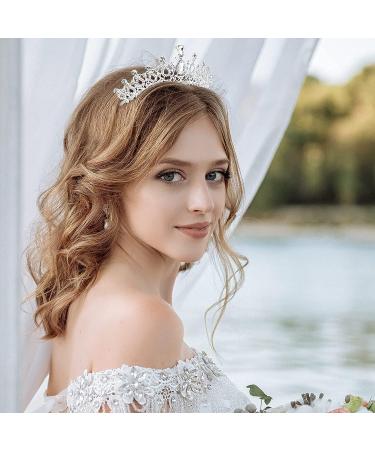 2 Pack Silver Crystal Tiara Crown Jewelry Set for Women & Girls - Elegant Rhinestone Diadem Headpiece for Princess Birthday, Wedding, Prom & Pageant Gift - Buy Online on GoSupps.com