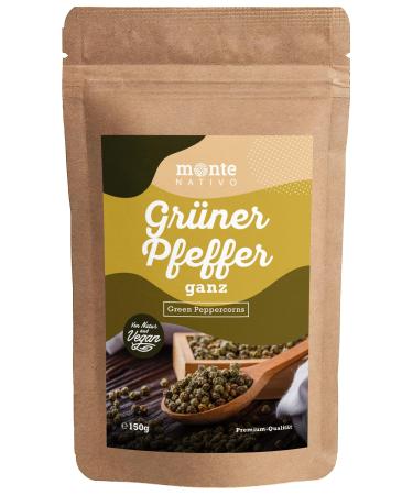 Green pepper Monte Nativo (150g) - green peppercorns - Premium quality pepper very ideal for pepper mill - gently dried spices - green peppercorns green pepper 150 g (1 Pack)
