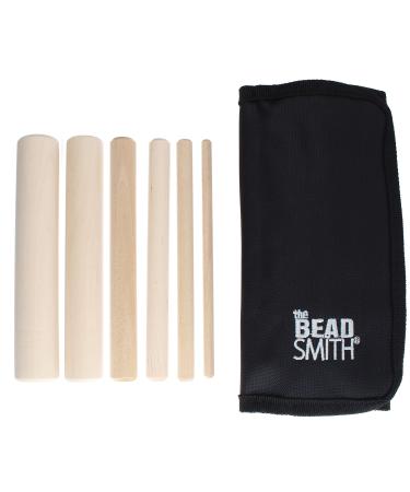 The Beadsmith Wooden Mandrel Set, 6 Piece Dowel Kit, with Labeled Storage Case, Sizes .25"-1" (6.4-25.4mm), Rods for Wire Forming