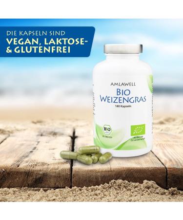 AMLAWELL Organic Wheatgrass Capsules - 180 Gluten-Free Capsules Packed with Vitamins & Minerals for Optimal Health - Buy Online on GoSupps.com