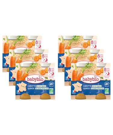 Babybio - Good Night - Small Milled Pots of Quinoa Landes Carrot 2x200 g - PACK of 6 - 8 Months - ORGANIC