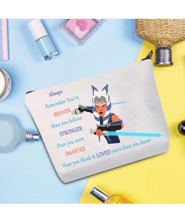 Wumpa Ahsoka Tano Cosmetics Bag - Perfect Gift for Star Wars Fans | Braver Stronger Smarter Makeup Bag with Zipper for Women & Girls - Buy Online on GoSupps.com
