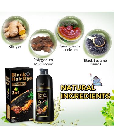 Black Hair Dye Shampoo 3 in 1 | Herbal Gray Hair Solution for Men & Women | Natural Black Hair Dye - Buy Online on GoSupps.com