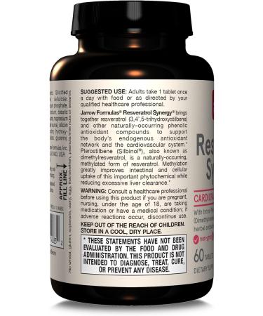 Jarrow Formulas Resveratrol Synergy - 60 Natural Tablets for Antioxidant Support - Buy Online on GoSupps.com