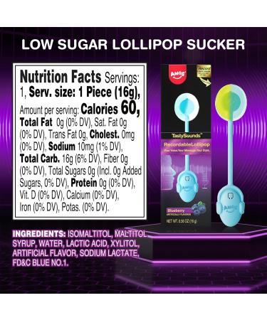 Amos Recordable Lollipop Candy Suckers - Blueberry Recordable - Buy Online on GoSupps.com