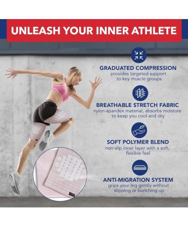 Doctor Developed Thigh Compression Sleeve for Men & Women - Breathable Hamstring Support Wraps (Medium Pink) - Leg Brace & Handbook Included - Buy Online on GoSupps.com