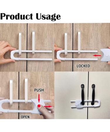 4Pcs U Shape Child Locks for Kitchen Cupboards - Baby Proof Cupboard Locks for Cabinets & Drawers - No Tools or Drilling Required - Buy Online on GoSupps.com