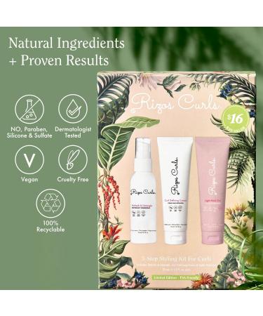 Buy Rizos Curls 3-Step Styling Kit | Enhance Define & Add Volume to Curls | Frizz Control & Shine - International Shipping Available - Buy Online on GoSupps.com