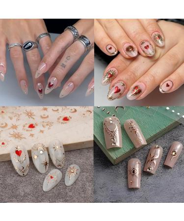 9 Sheets Moon Star Nail Art Sticker 3D Self-Adhesive Sun Nail Stickers Nail Tip Decorations Decals for Nail Art Nail Supplies for Women Girls DIY Nail Tips Design - Buy Online on GoSupps.com