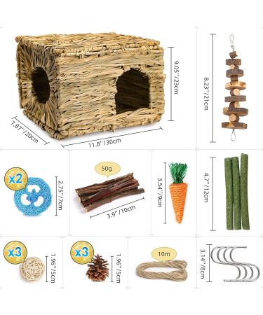 Handmade Edible Grass Bunny House for Rabbits, Guinea Pigs & Small Pets - Style 1 - Buy Online on GoSupps.com