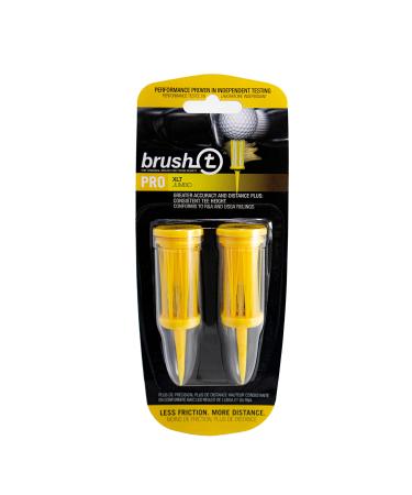 BRUSH T Premium Plastic Golf Tees, Yellow XLT 3-Pack, Size 3 1/8", Unbreakable Innovative Design, Consistent Height, Perfect Golf Gift for Men and Women. Golfing Tees, Works With Any Golf Ball
