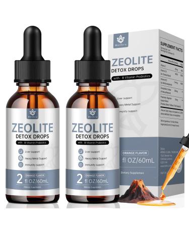 (2 Pack) Zeolite Drops for Adults and Kids 99%+ Pure Natural Zeolite clinoptilolite with Vitamin B Probiotic Blend Vegan Non-GMO - Supports Immune Health Supplement Energy and Attention 2 Fl Oz (Pack of 2)