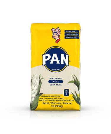 P.A.N. White Corn Meal  Pre-cooked Gluten Free and Kosher Flour for Arepas (5 lb / Pack of 1) 5 Pound (Pack of 1)