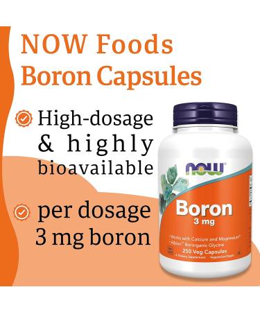 Now Foods Boron 3mg 250 Vegan Capsules - Lab-Tested, Gluten Free, Non-GMO - Buy Online on GoSupps.com
