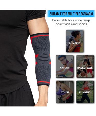 360 Relief Compression Elbow Brace Sleeve for Men and Women - Support, Pain Relief, Tendonitis, Tennis, Golf, Workout, Weightlifting - Large Red with Mesh Laundry Bag - Buy Online on GoSupps.com