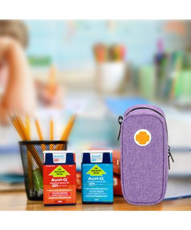 CURMIO Epipen Carrying Case for Adult and Kid - Purple | Portable Medicine Supplies Bag for EpiPens, Auvi-Q, Syringes, Vials, Nasal Spray - Home and Travel - Buy Online on GoSupps.com