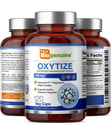 Oxytize 750mg 120 Vcaps - Natural Magnesium Oxide Colon Cleanse for Healthy Digestion and Regularity - Buy Online on GoSupps.com