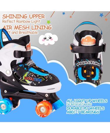 Woolitime Adjustable Roller Skates for Kids | Small Size (10C - 13C) | Light Up Wheels | Boys & Girls Toddler Roller Skates - Buy Online on GoSupps.com
