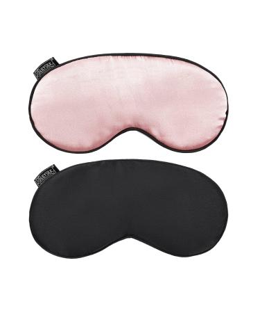 LILYSILK 100% Silk Sleep Mask-Blindfold with Elastic Strap 2 Pack with Ear Plugs Soft and Comfortable Night Eye Mask for Men Women Eye Blinder for Travel/Sleeping/Shift Work Black+ Pink 1pc Black+1 Pc Rosy Pink - Buy Online on GoSupps.com