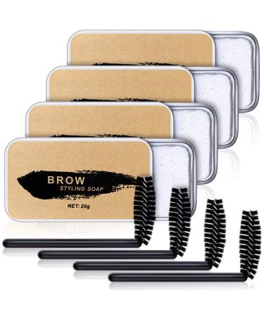 4 Pieces Eyebrow Soap Kit  Brows Styling Soap Eyebrow Shaping Soap Long-lasting Waterproof Eyebrow Shaping Gel Eyebrow Styling Pomade with Eyebrow Brushes for Natural Eyebrows