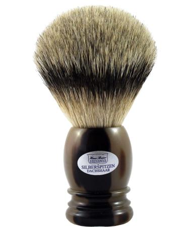 Hans Baier Exclusive shaving brush silver tip real horn light size 3