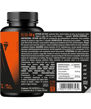  Trec Nutrition TREC NUTRITION Caffeine 200 Max 1 pack (1 x 60 capsules) - Buy Online on GoSupps.com