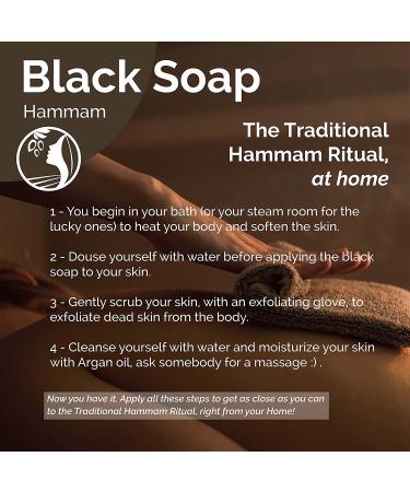 Fatima's Garden Black Soap with Argan Oil - 100% Natural Moroccan Body Scrub for Hammam Ritual - Purifying and Cleansing Exfoliating Soap - 8.8 Oz - Buy Online on GoSupps.com