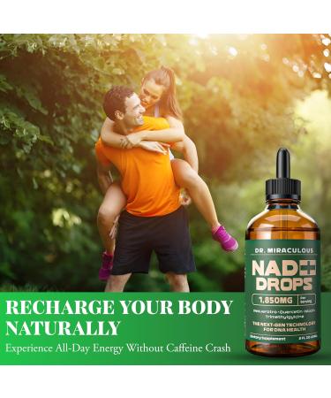 Dr. Miraculous Pure NAD+ Supplements 1850mg Liquid Drops for Women & Man | Nicotinamide Riboside Organic NAD Plus Boosting Supplement - Natural Lemon Flavor - Buy Online on GoSupps.com