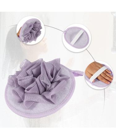 VOCOSTE Bath Sponge & Mesh Gloves Set Exfoliating Body Shower Accessories in Purple | International Shipping Available - Buy Online on GoSupps.com