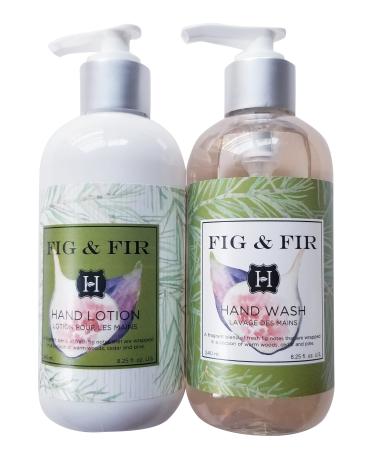 Hillhouse Naturals Fig & Fir Hand Wash and Hand Lotion Set 8.25 Fl. Oz. Each Birthday Gift Housewarming Present Home Fragrance