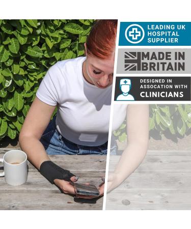 Solace Bracing Thumb Support Max | British Made & NHS Supplied Spica Splint - Black - M - Left Hand | Best Brace for CMC Pain, Arthritis, Tendonitis | Breathable & Comfortable - Buy Online on GoSupps.com