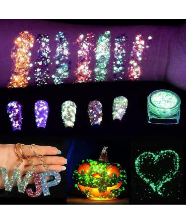 Glow in The Dark Body Face Glitter Gel - 12 Color Luminous Chunky Glitter for Halloween Makeup - Buy Online on GoSupps.com